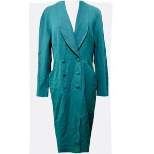 Vintage Teal Double Breasted Tuxedo Dress